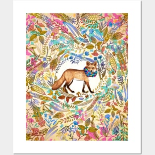 Red Fox Autumn Botanical Posters and Art